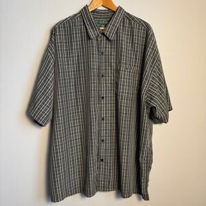 David Taylor Mens 3XL Plaid Button Up Shirt Luxury Microfiber Short Sleeve Soft